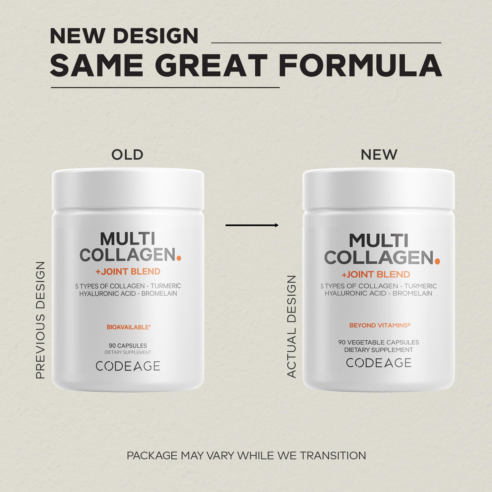 Codeage Multi Collagen label featuring turmeric and ginger imagery for holistic wellness