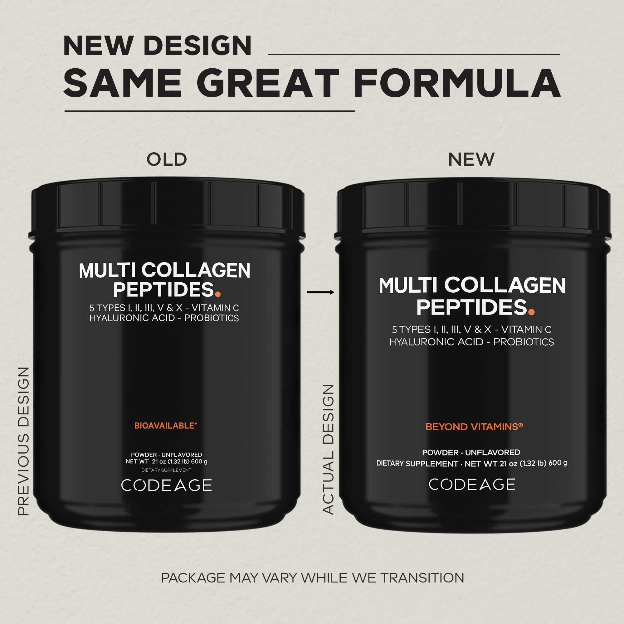 Codeage multi collagen peptides dosage scoop ready to mix in water or smoothie.