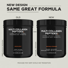 Codeage multi collagen peptides dosage scoop ready to mix in water or smoothie.