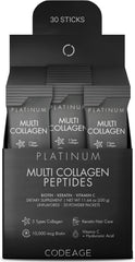 Codeage Multi Collagen Platinum Stick Pack front view for easy on the go nutrition