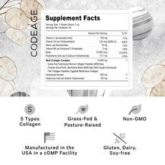 Codeage Multi Collagen Platinum Stick Pack label close up showing ingredients