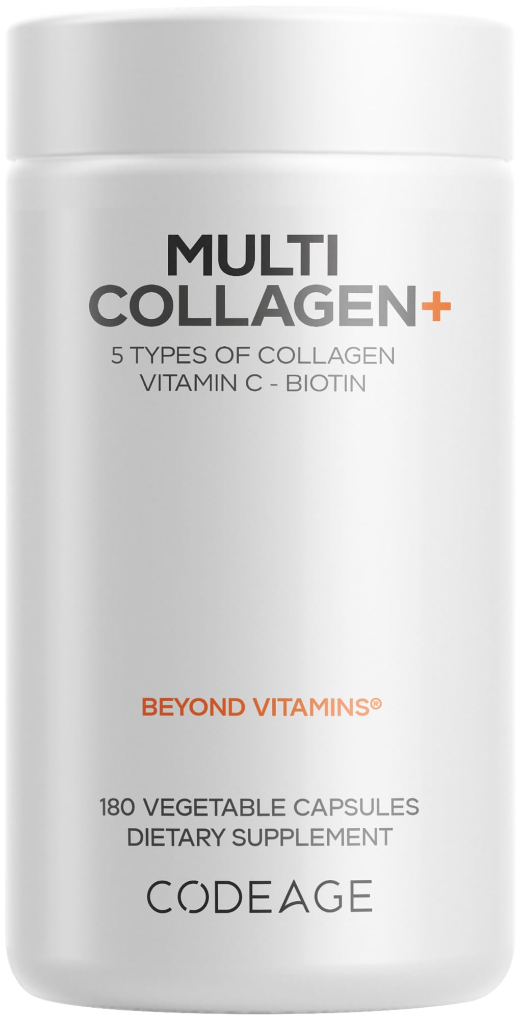 Codeage Multi Collagen+ bottle front highlighting 5-type collagen blend for daily wellness