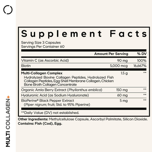 Codeage Multi Collagen+ nutrition panel shows 90 mg vitamin C per serving