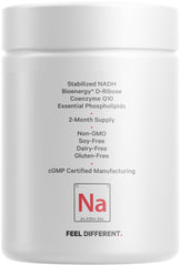 Codeage Liposomal NADH+ manufactured in USA label highlighting quality and purity standards.