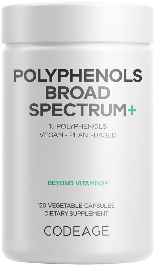 Codeage Polyphenols bottle showing a broad-spectrum blend for everyday wellness.