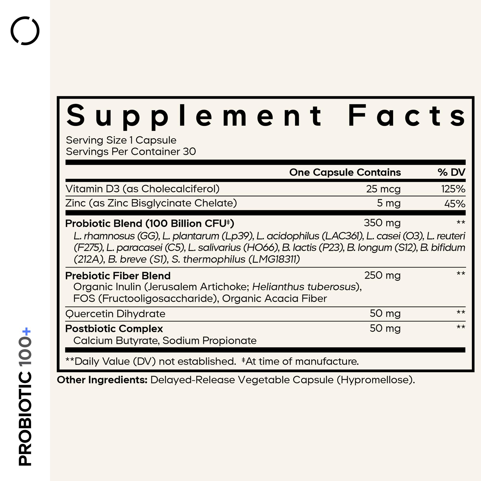 Codeage Probiotic+ 12-strain capsules highlighting diverse gut bacteria support.