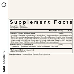 Codeage SBO Probiotic label highlighting 100 Billion CFU per serving