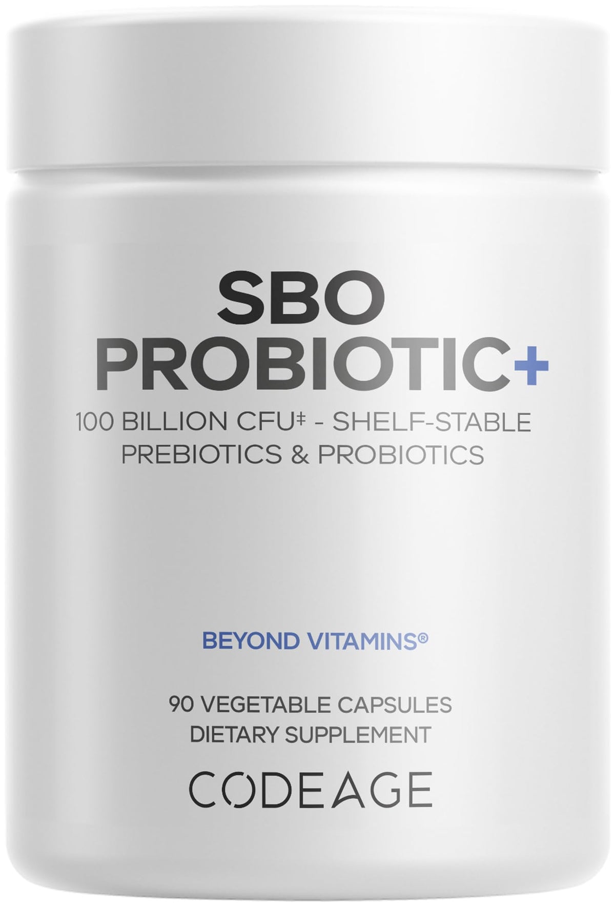 Codeage SBO Probiotic bottle highlights 100B CFU per serving for daily wellness
