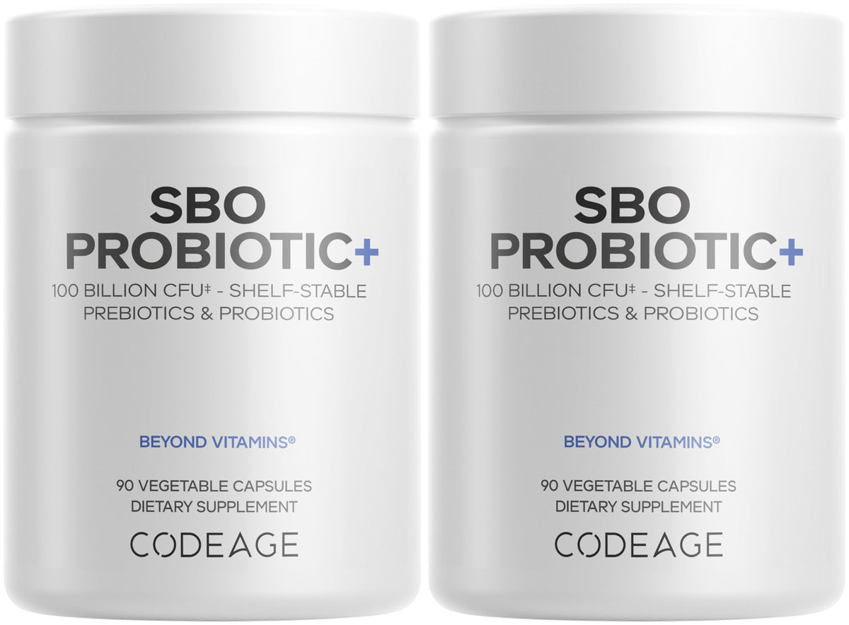 Codeage SBO Probiotic bottle and capsules for daily gut balance