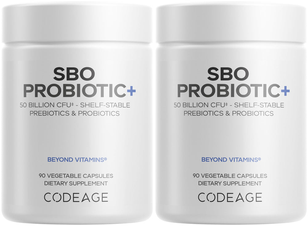 Codeage SBO Probiotic bottle front highlights 50B CFUs per serving for daily support