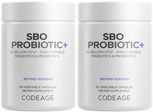 Codeage SBO Probiotic bottle front highlights 50B CFUs per serving for daily support