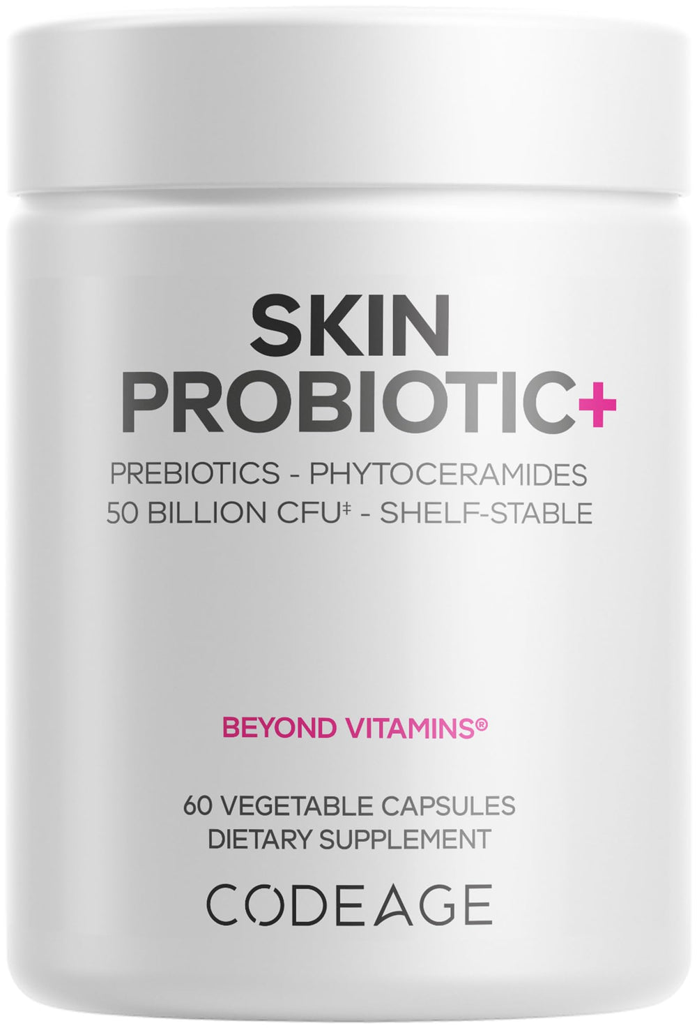 Codeage Skin Probiotics bottle and capsules for daily skin support