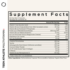 Codeage Teen Athlete bottle label highlighting non-GMO formula