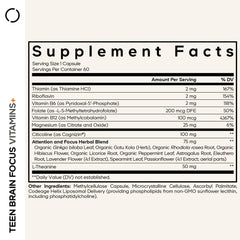 Codeage Teen Brain Focus capsules shown for easy daily use.