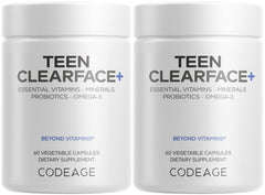 Codeage Teen Clearface bottle with capsules; supports teen skin balance for oily skin