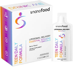 Codeage teen daily multivitamin sachet in berry flavor for on-the-go nutrition.