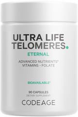 Codeage Ultra Life Telomeres bottle pour for daily wellness support.