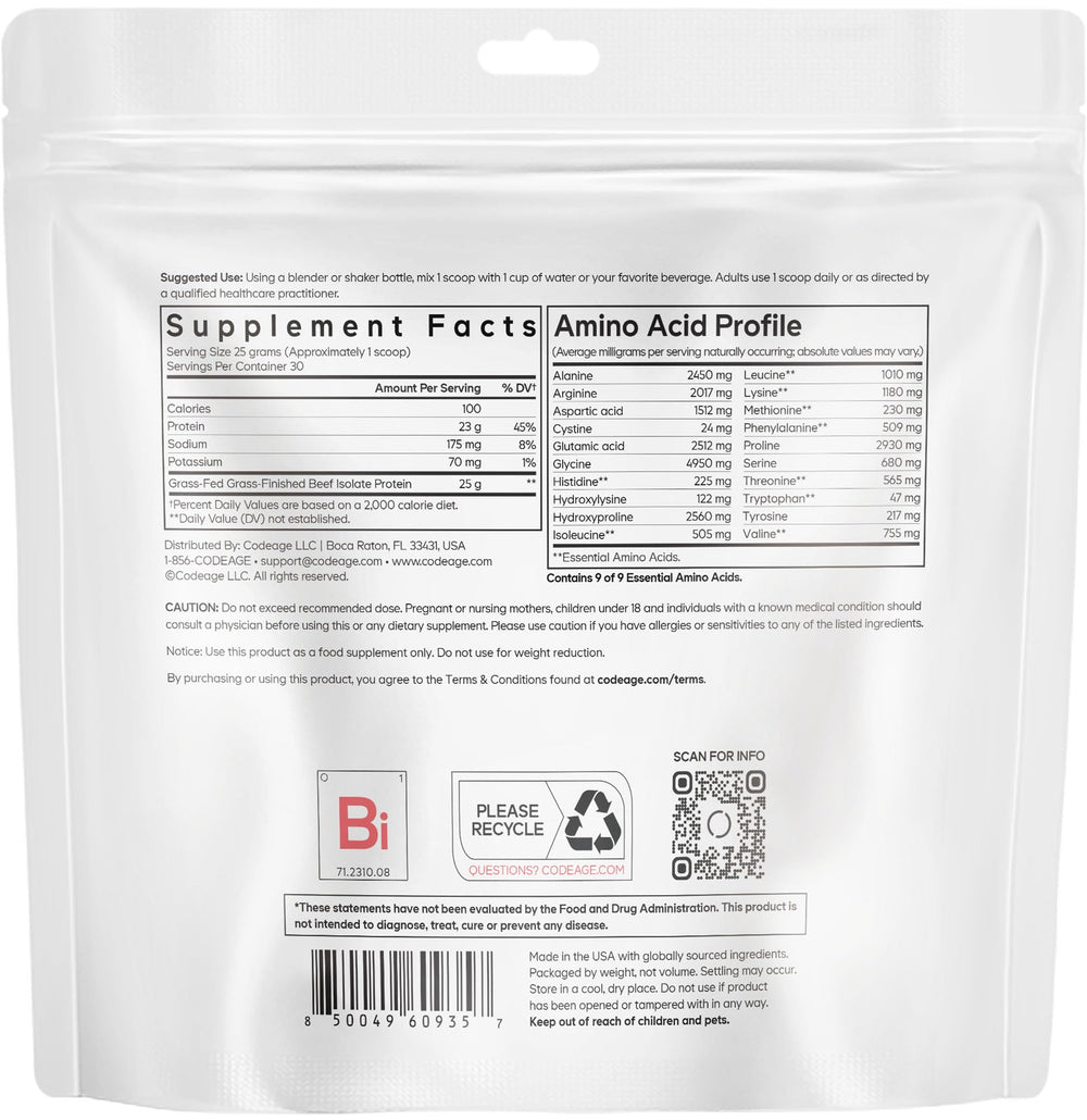 Codeage USA cGMP-certified beef isolate powder ensures quality
