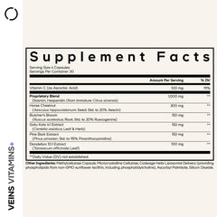 Codeage Veins Vitamins+ capsules arranged for daily intake
