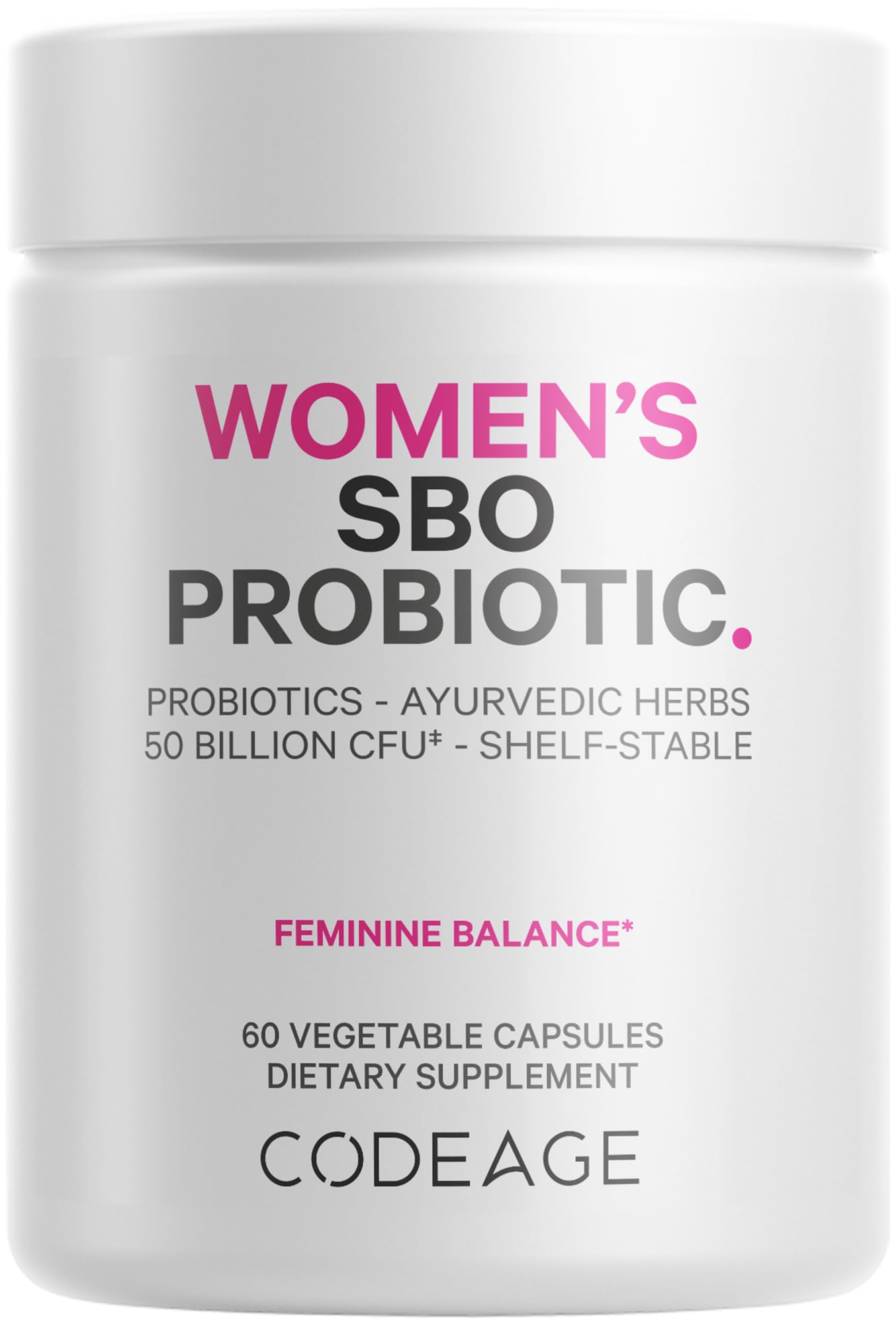 Codeage Women Probiotics bottle front for daily gut support.