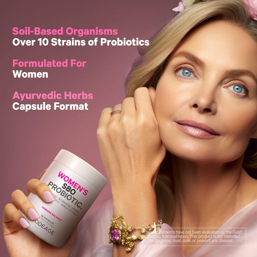 Vegan, non-GMO Codeage Women Probiotics icons on label.
