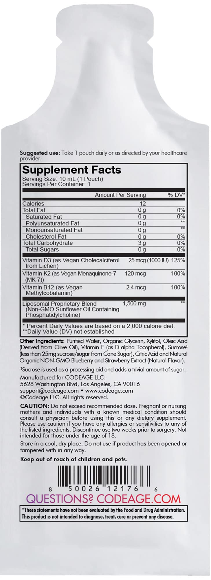 Codeage Wonder-D vegan D3, K2, and B12 ingredients highlighted for plant-based daily boost.