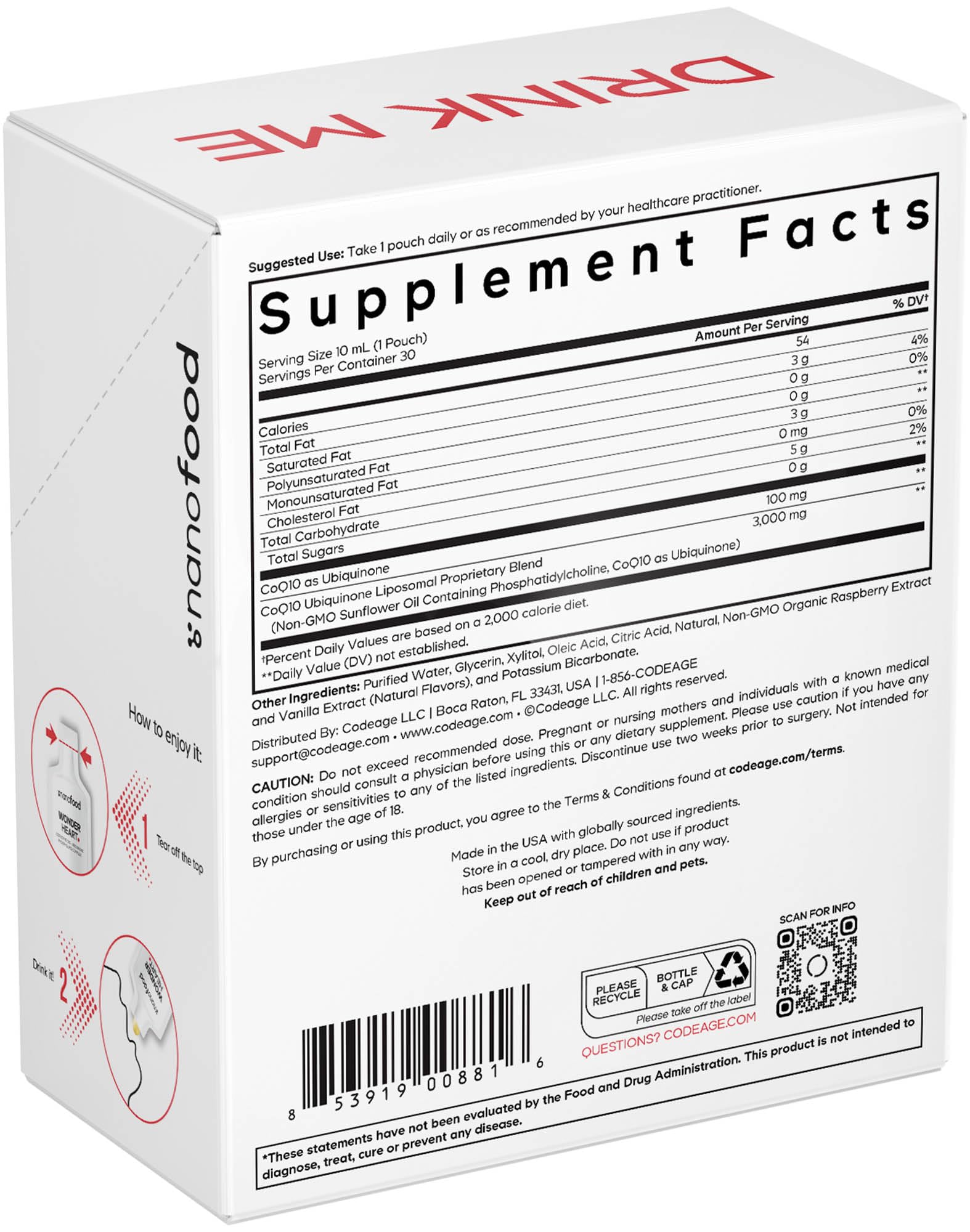 Codeage Wonder Heart CoQ10-ingredients list visible on label for transparency.
