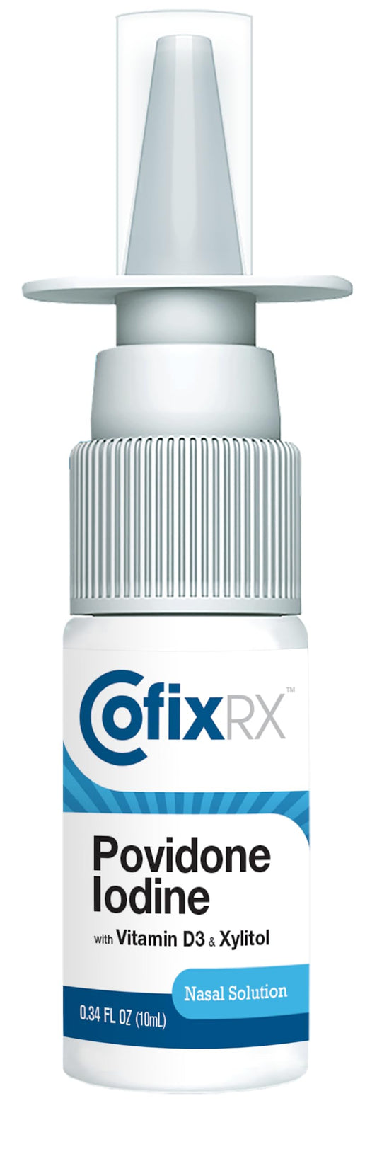 COFIXRX nasal spray being applied with a fine mist for cleansing.