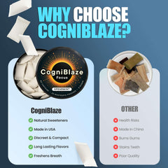 CogniBlaze minty pouch on desk showing zero calories option.