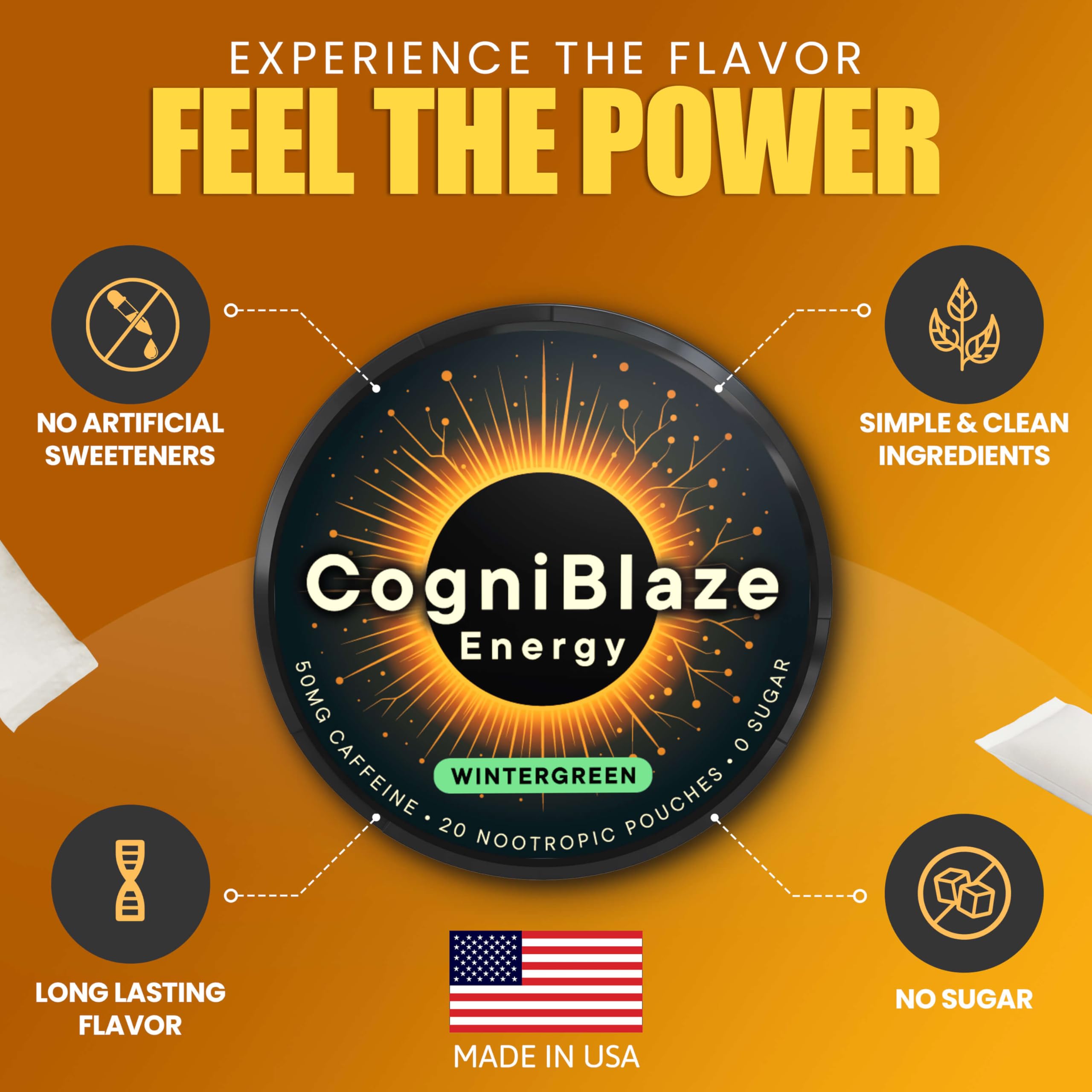 CogniBlaze Wintergreen four-pack box shown for portable daily energy