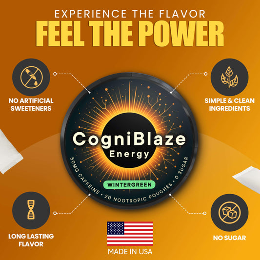 CogniBlaze Wintergreen four-pack box shown for portable daily energy