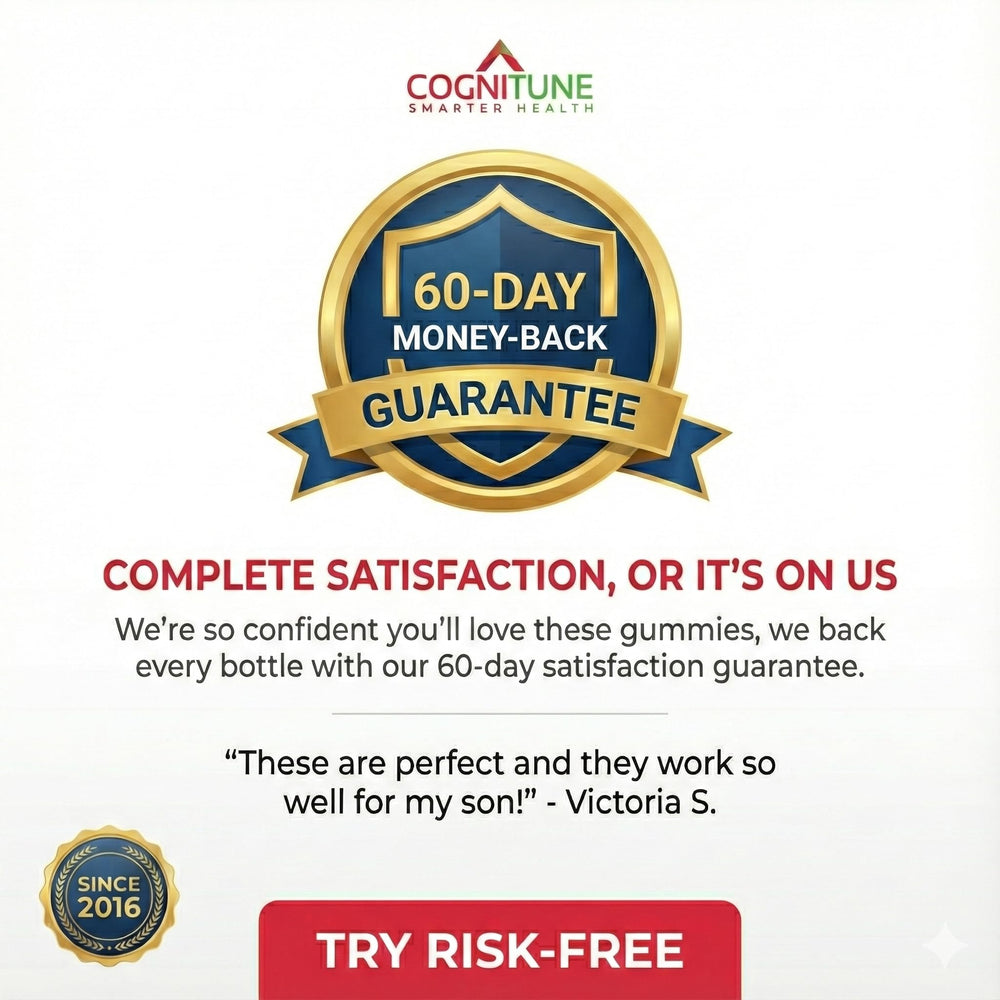 CogniTune L-Methylfolate Gummies family-friendly strawberry supplement.