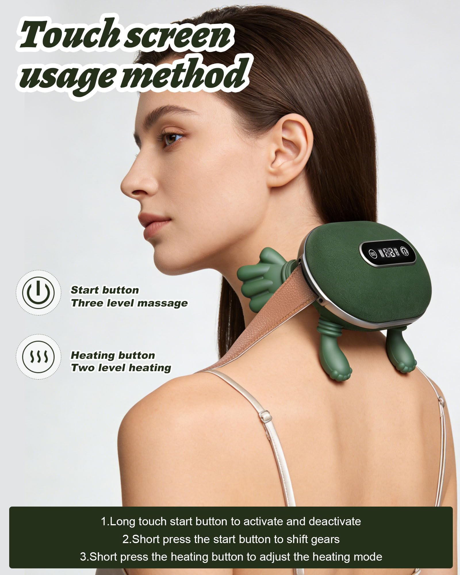 Cokxiore neck-back massager heat-function highlights dual levels for comfort.