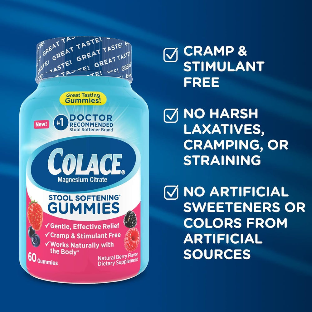 Colace gluten-free label appeals to dietary considerations.