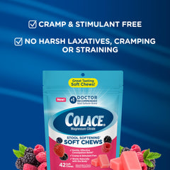 Colace soft chews travel pack image ideal for on-the-go relief