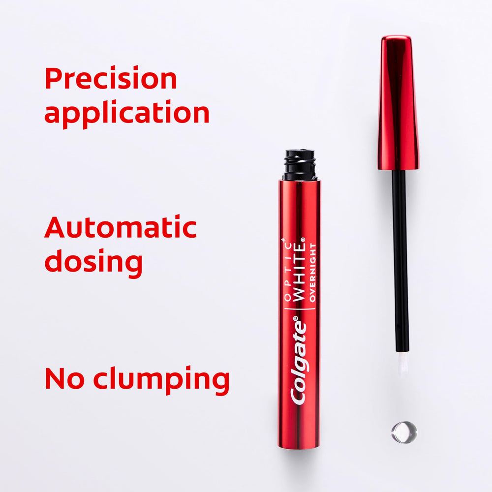 Enamel-safe Colgate Optic White formula designed to minimize sensitivity