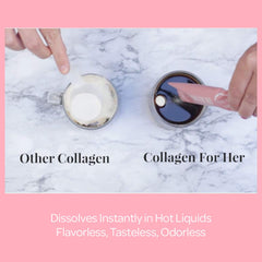 Collagen For Her label highlighting COA and quality.