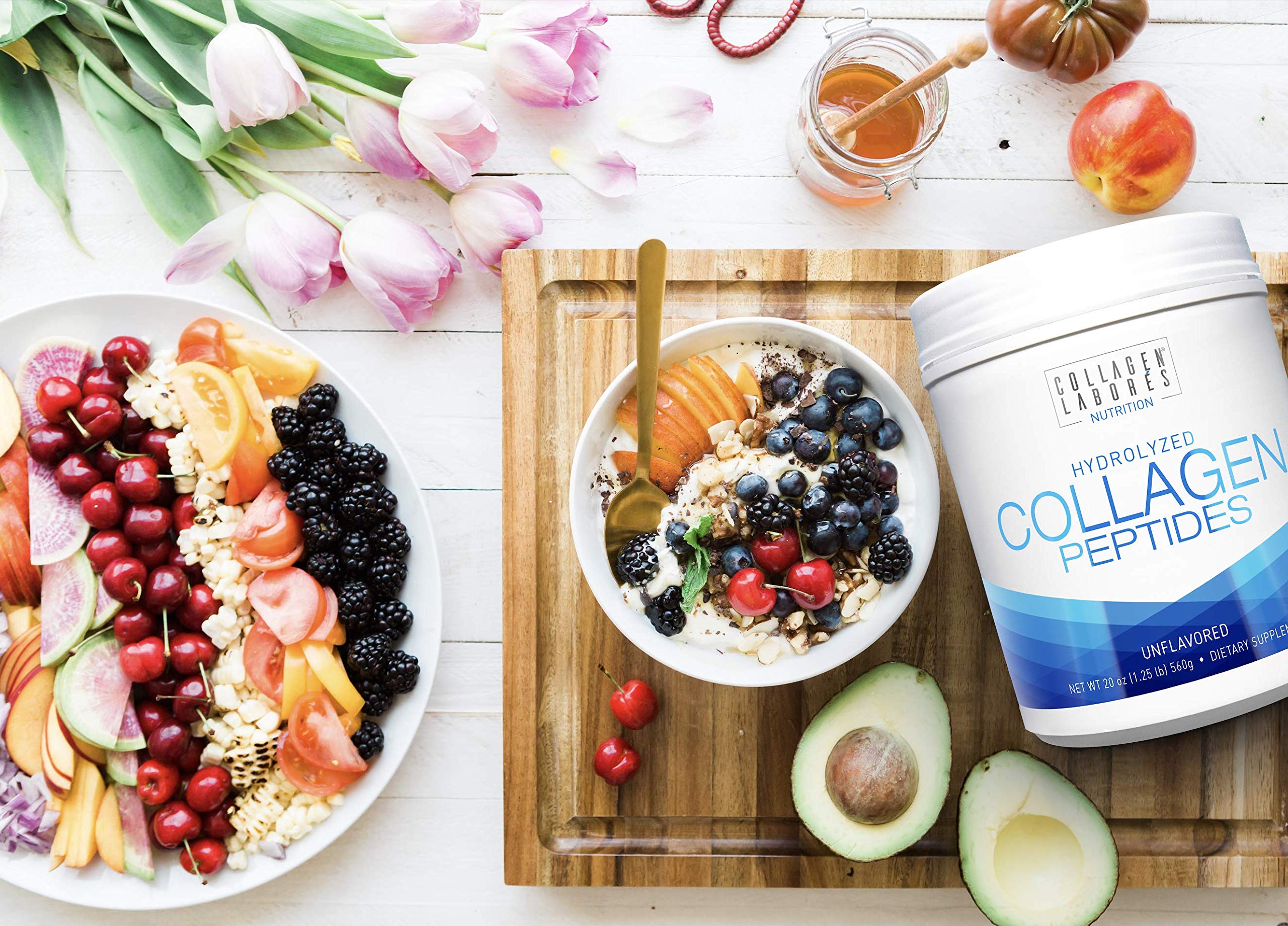 Collagen Laborés nutrition facts panel reinforces non-GMO, gluten-free, kosher features
