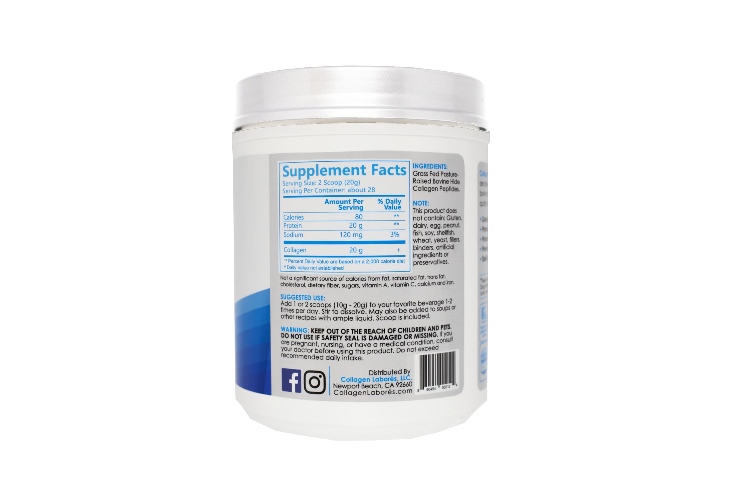 Collagen Laborés powder scoop emphasizes easy measuring for keto and paleo-friendly use