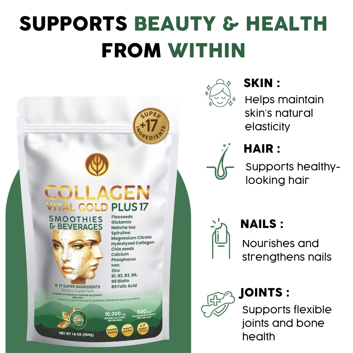 Gold Vital Life collagen dissolving in water shows quick blend
