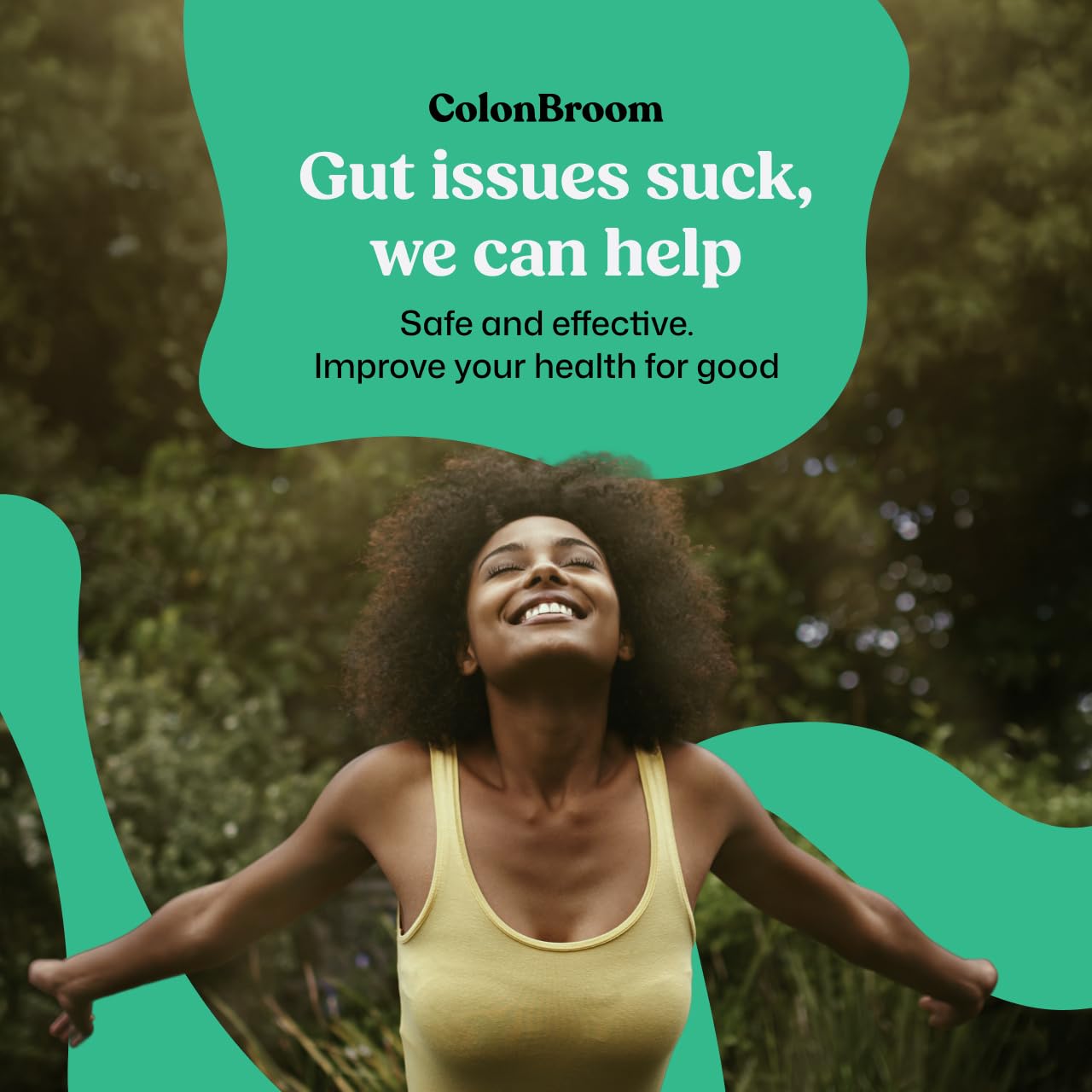 ColonBroom ready-to-mix powder dissolves quickly to help bloating relief