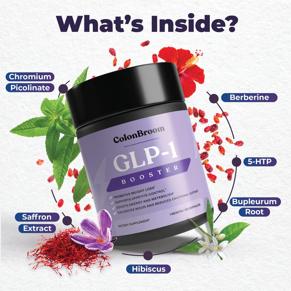ColonBroom GLP-1 on kitchen counter with healthy meal prep