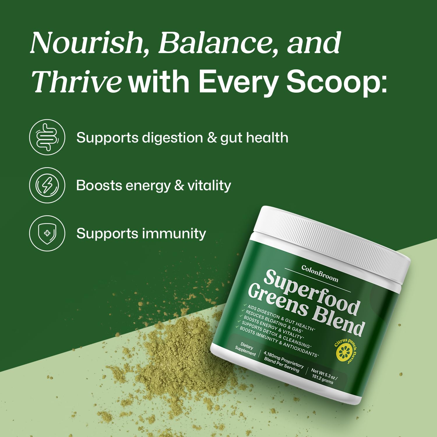 ColonBroom coconut water electrolyte blend dissolving in water for hydration