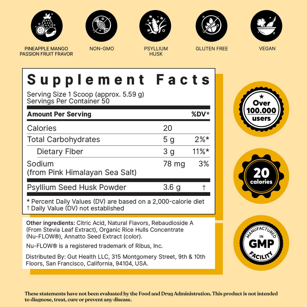 ColonBroom psyllium husk close-up showing natural fiber ingredients.