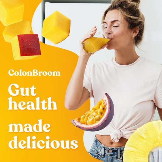 ColonBroom stevia blend dissolving in water for refreshing fiber drink.