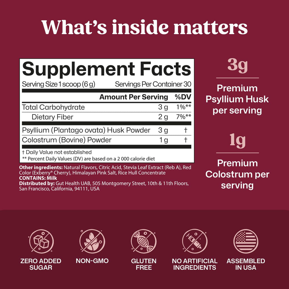 ColonBroom stevia-sweetened formula in water, zero added sugar.