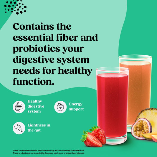 ColonBroom strawberry-tropical flavor powder ready to mix for gut health
