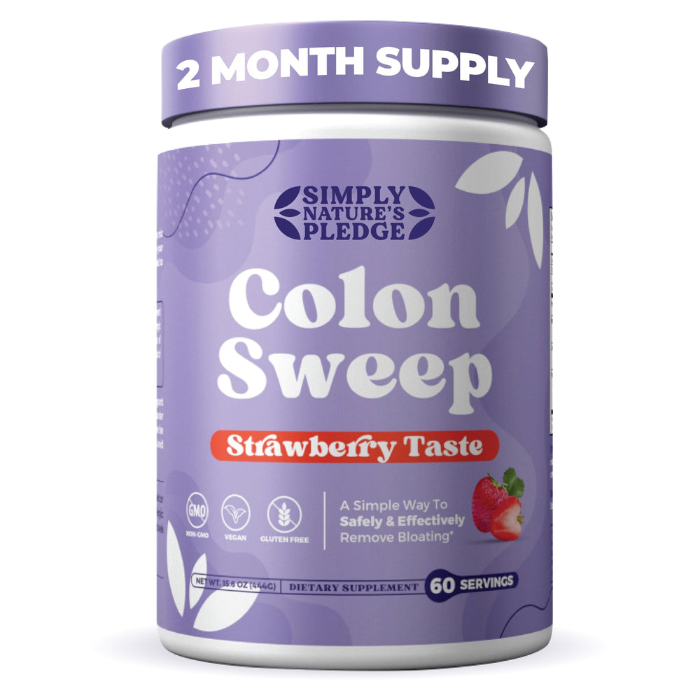 Colonsweep psyllium powder tub showing gentle gut support in the kitchen.