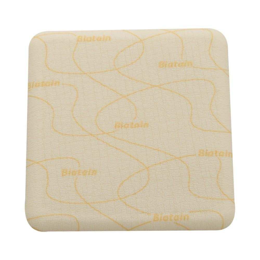 Coloplast Biatain non-adhesive dressing shown for fragile skin protection and exudate management.