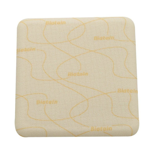 Coloplast Biatain non-adhesive dressing shown for fragile skin protection and exudate management.